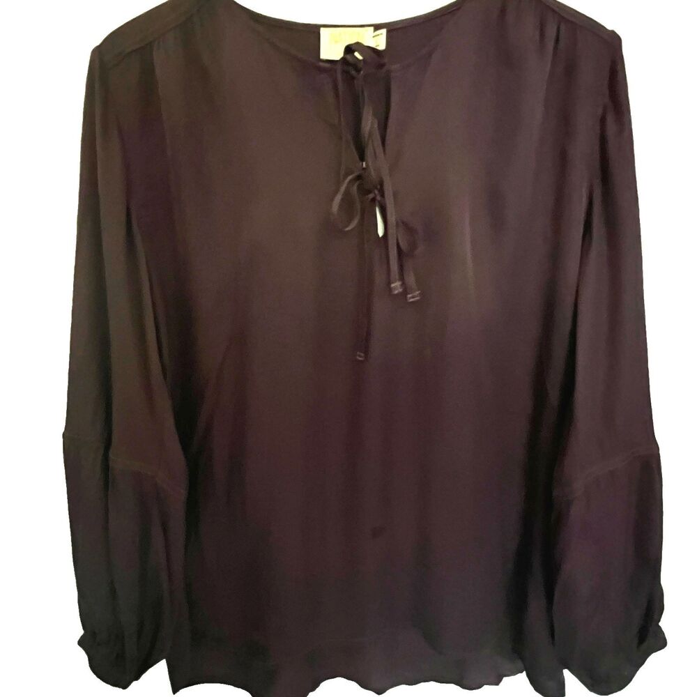 NATION LTD Blouse L Purple Satin Double Tie NWT